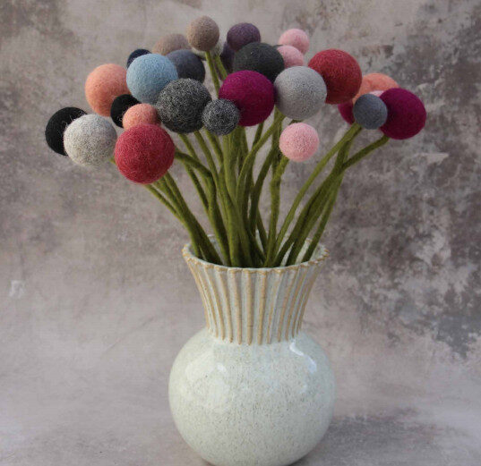 Felt Globe Flowers, 3 sizes, 21 colors