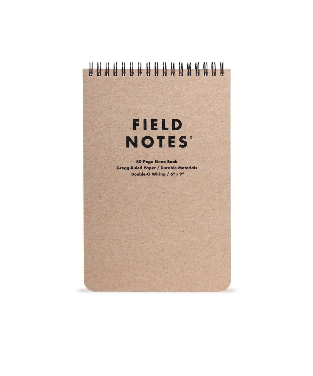 Brown notebook with the text 'Field Noes' in black and double-o wiring at the top.