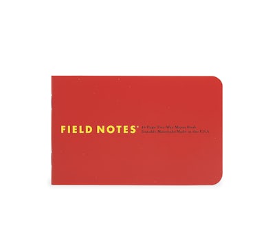 Red memo books, oriented horizontally, with the text 'Field Notes' in yellow.
