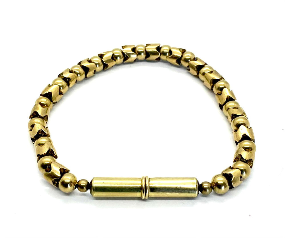 Brass beaded bracelet with brass clasp.
