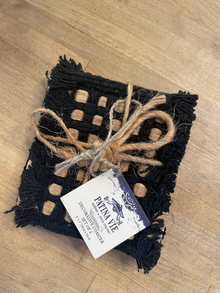 Handwoven Coasters, set of 4, 3 colors