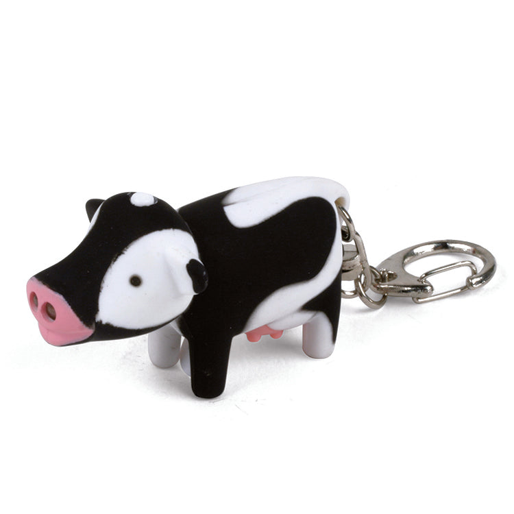 Cow-shaped fob with silver clasp for keys 