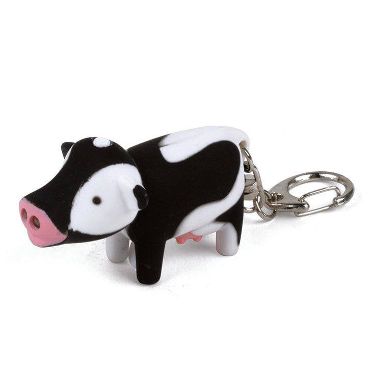Cow-shaped fob with silver clasp for keys 