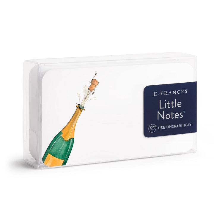 Pack of E. Frances Little Notes with a champagne bottle and flying cork design
