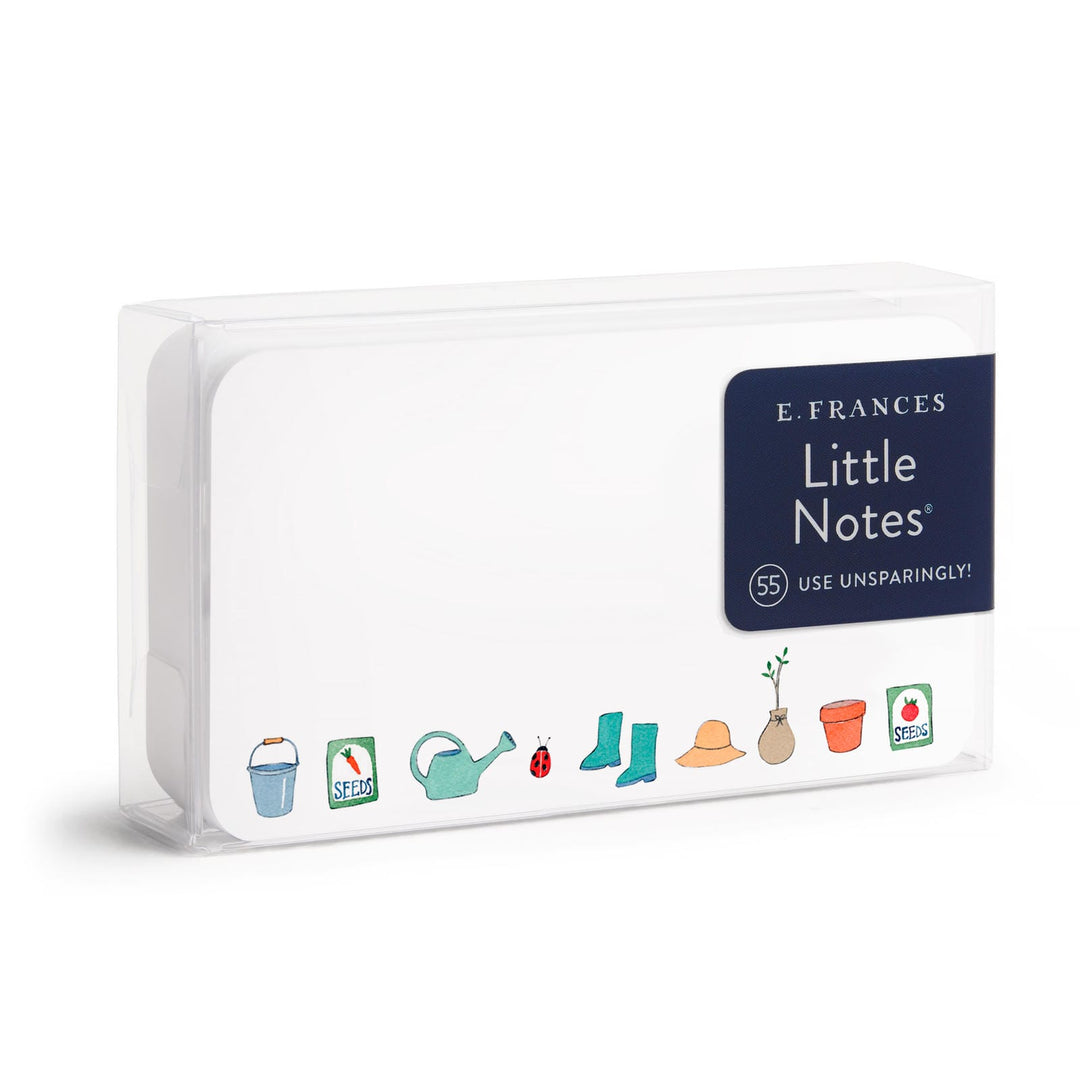 Pack of E. Frances Little Notes with gardening-themed illustrations.