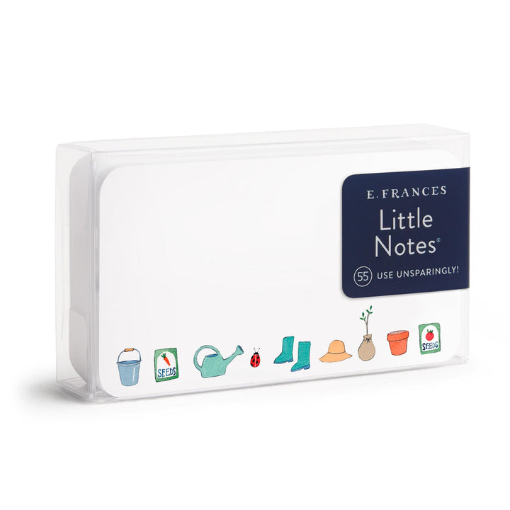 Pack of E. Frances Little Notes with gardening-themed illustrations.