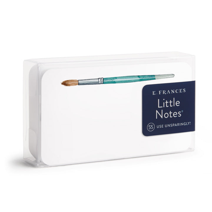 Pack of E. Frances Little Notes with a paintbrush on a white background
