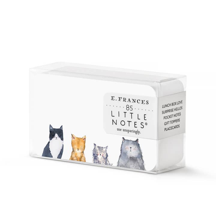 Packet of E. Frances 'Little Notes' note cards with a drawing of four different cats on each