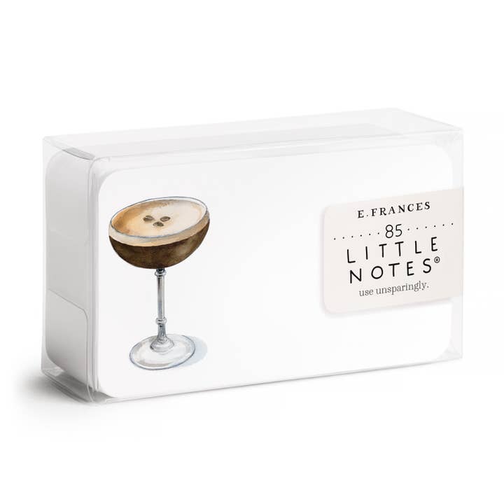 Packet of E. Frances 'Little Notes' note cards with a drawing of a coffee martini on each