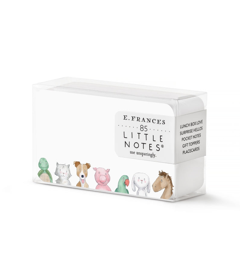 Packet of E. Frances 'Little Notes' note cards with cute illustrations of animals on them.