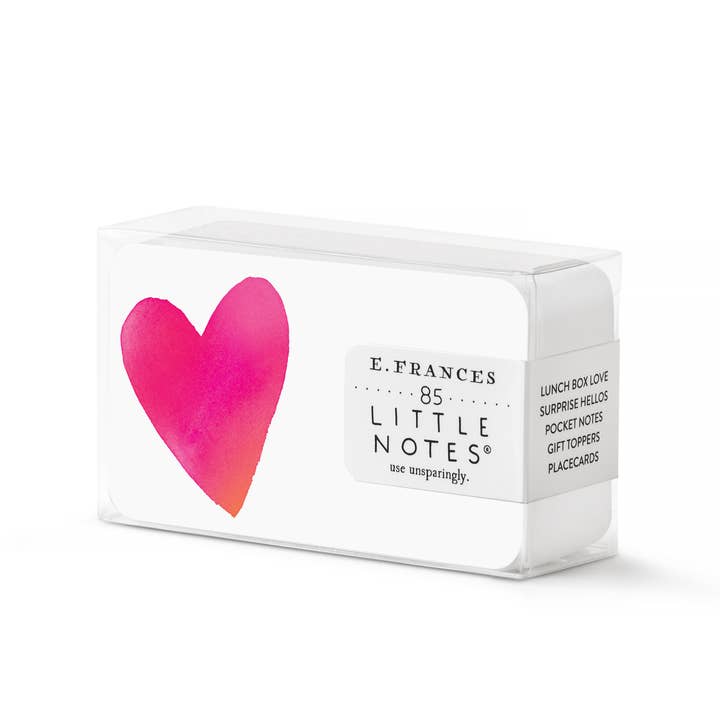 Packet of E. Frances 'Little Notes' note cards with a drawing of a heart on each.