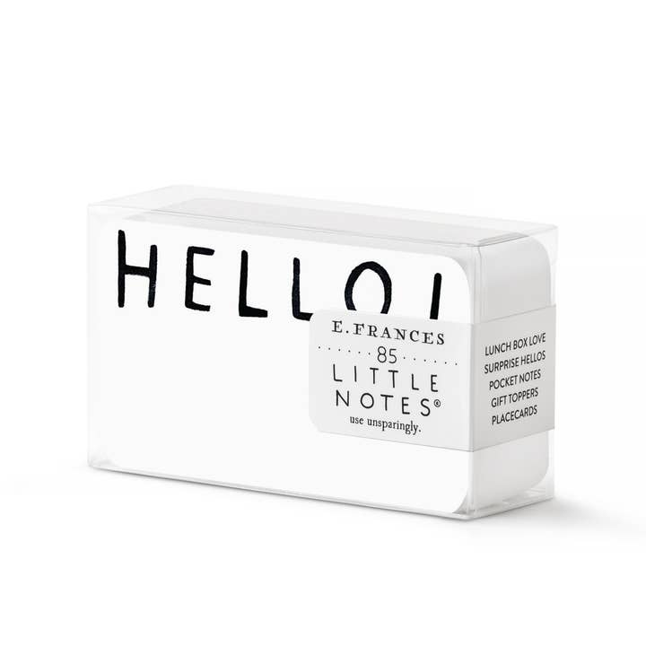 Packet of E. Frances 'Little Notes' note cards with the text 'Hello!' in bold capital letters at the top of each.