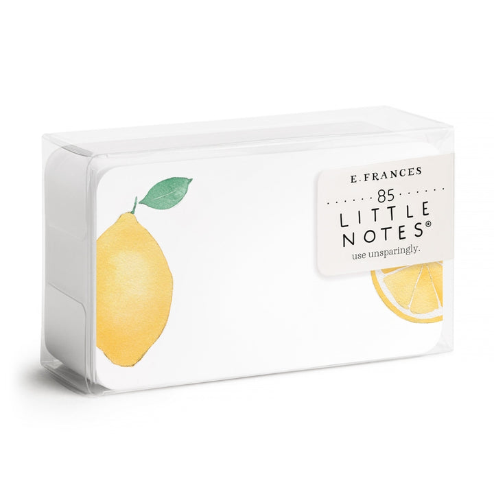 Packet of E. Frances 'Little Notes' note cards with a drawing of a whole lemon and a cut lemon on each.
