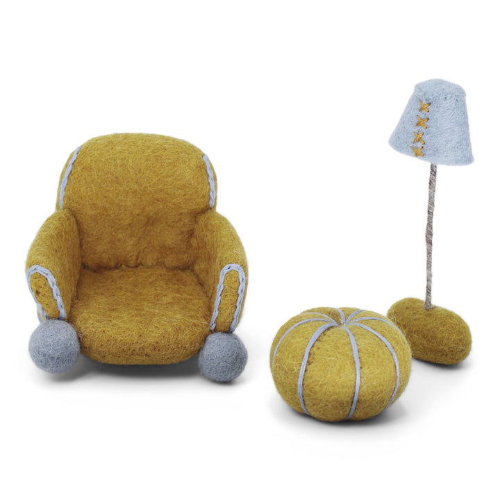 Felt Chair, Ottoman and Lamp