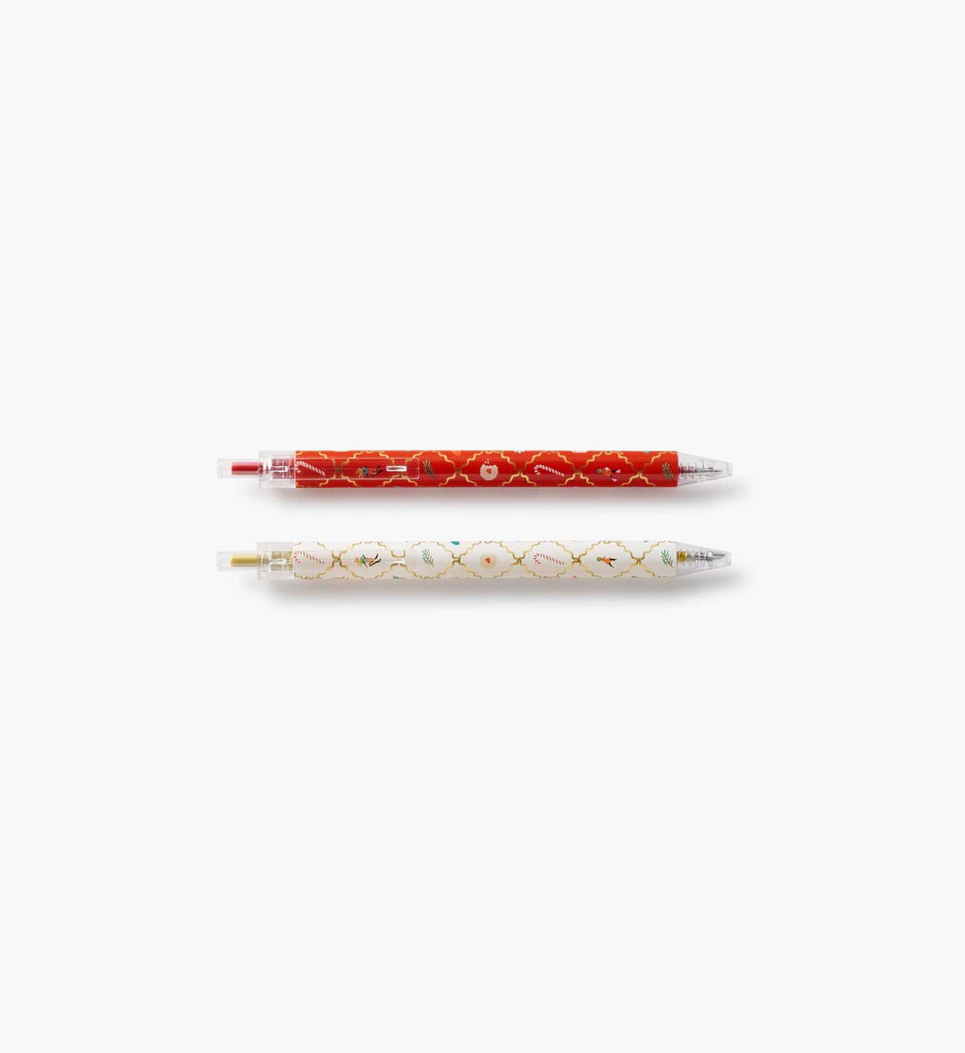 Pens displayed horizontally with the red on top and white beneath.
