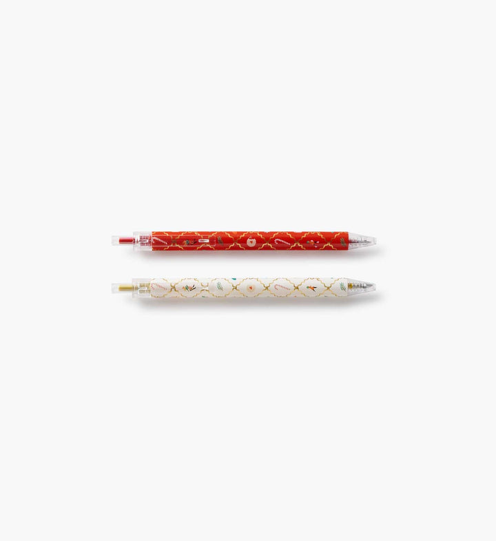 Pens displayed horizontally with the red on top and white beneath.
