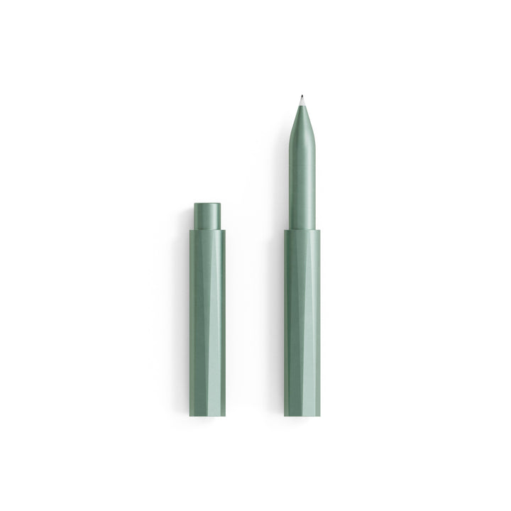 Pen with cap removed in light green.