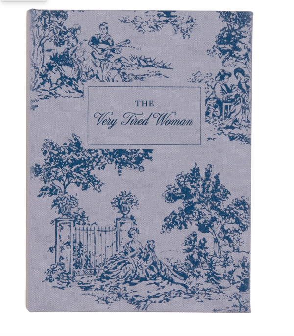 Journal cover hand drawn in purple ink on a lighter purple background, in the style of a vintage book cover, features three separate drawings of couples under trees.