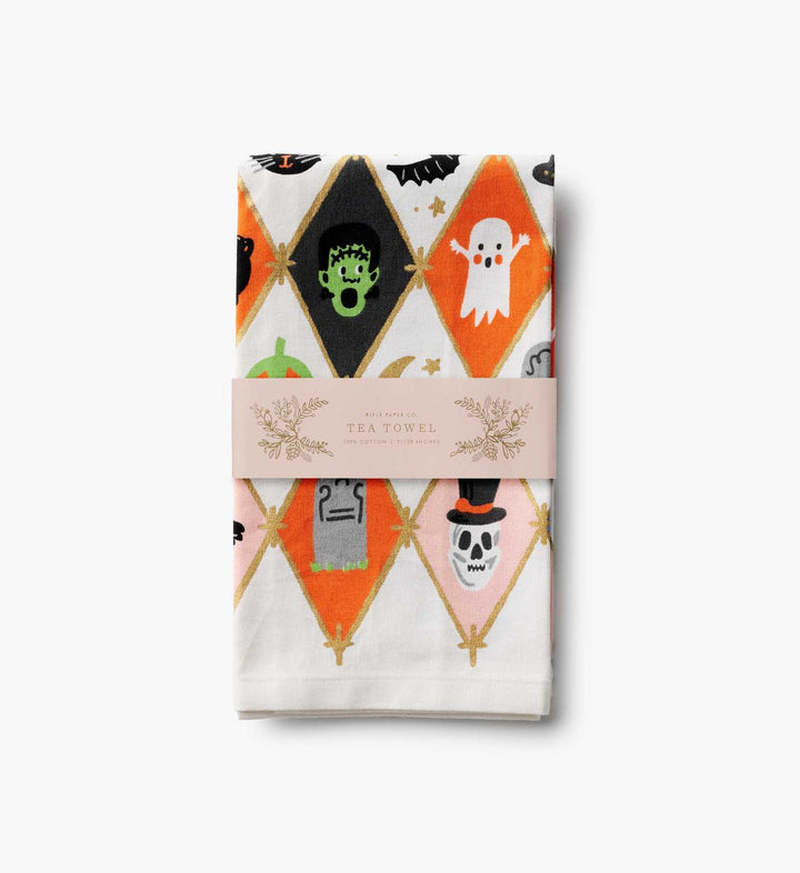 Halloween Argyle Tea Towel