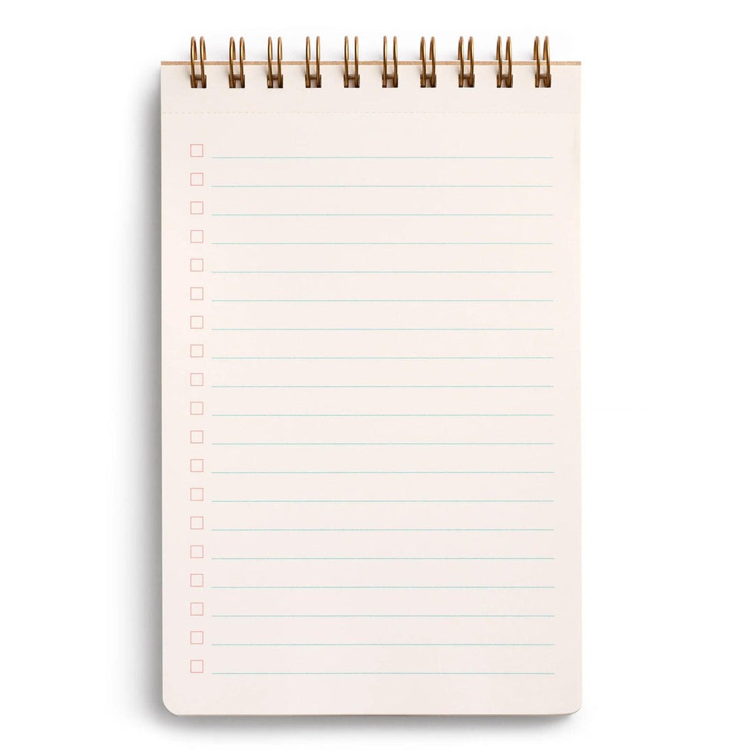 Lined page in the task pad, with checkboxes.