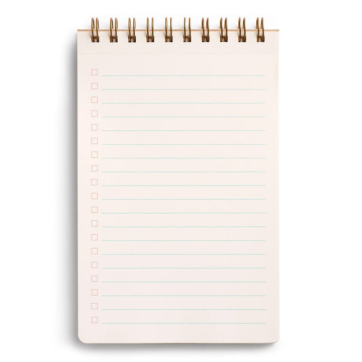 Lined page in the task pad, with checkboxes.