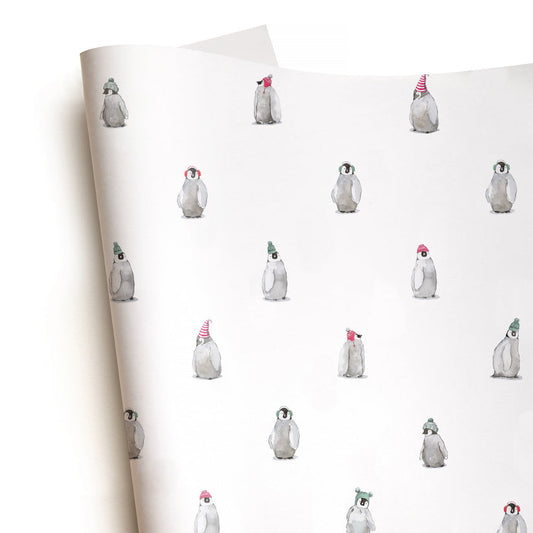 Winter Penguins Gift Wrap, Single Sheet