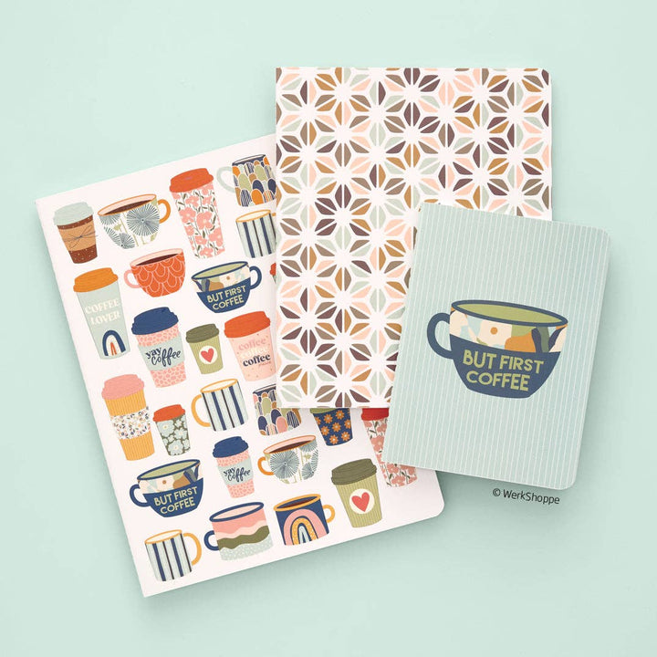 But First Coffee Stitched Notebooks, Set of 3