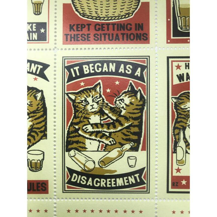 Drunk Cats Lick & Stick Stamps