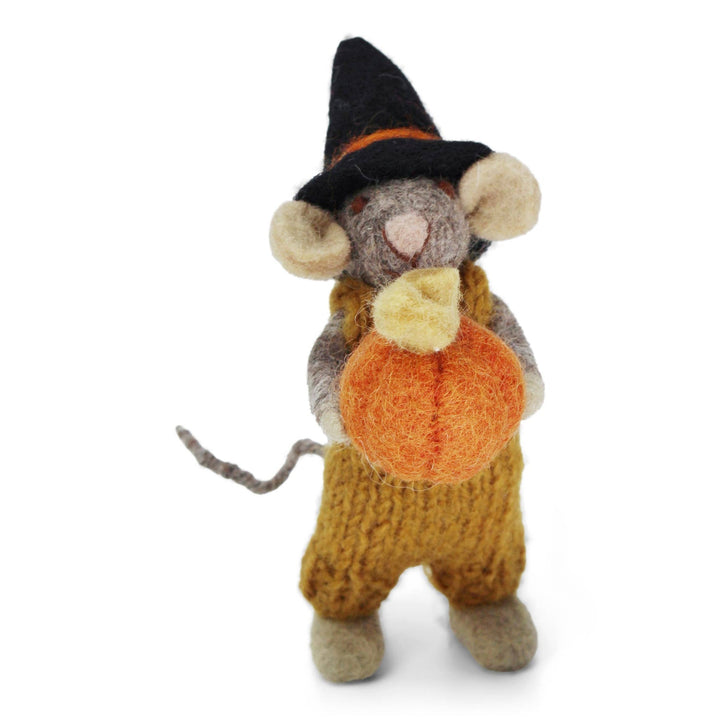 Felt Mouse with Pumpkin, 2 colors, 2 sizes