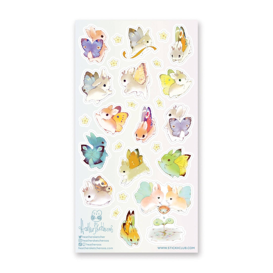 Sheet of 17 colorful animal and butterfly stickers