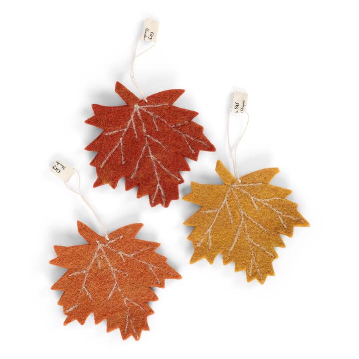 Felt Autumn Leaves, Set of 3, 3 Varieties