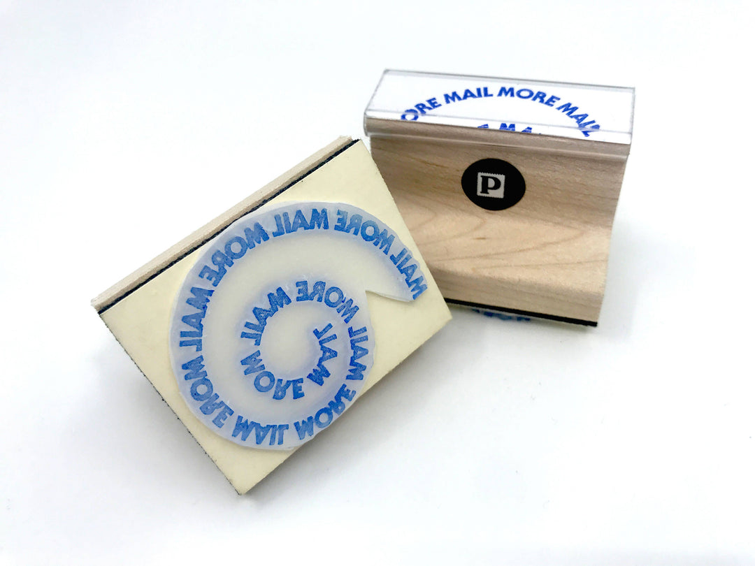 Mail More Mail Spiral - Wooden Handle Rubber Stamp