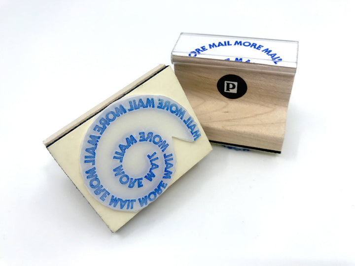 Mail More Mail Spiral - Wooden Handle Rubber Stamp