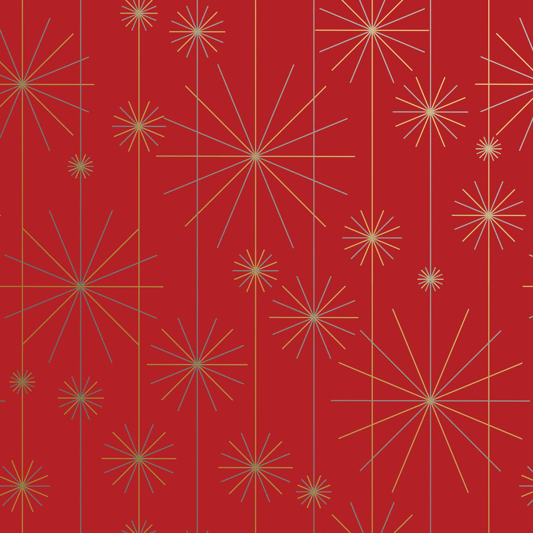 Decorative pattern with starburst shapes on a red background