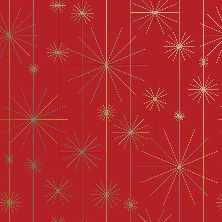 Decorative pattern with starburst shapes on a red background