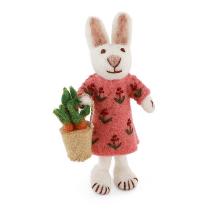 Felt Bunny with Carrot Basket, 2 Sizes