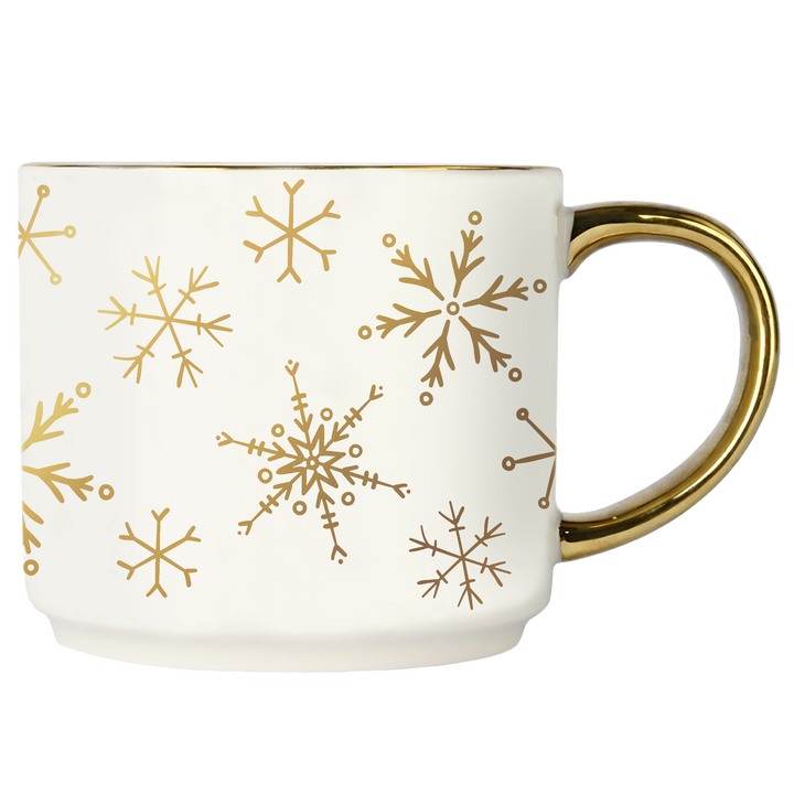 Gold Snowflakes Mug, 14 oz