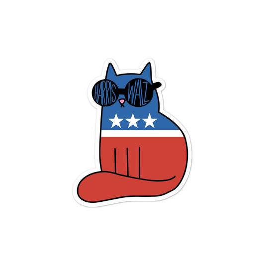 Democrat Cat For Harris Walz Sticker