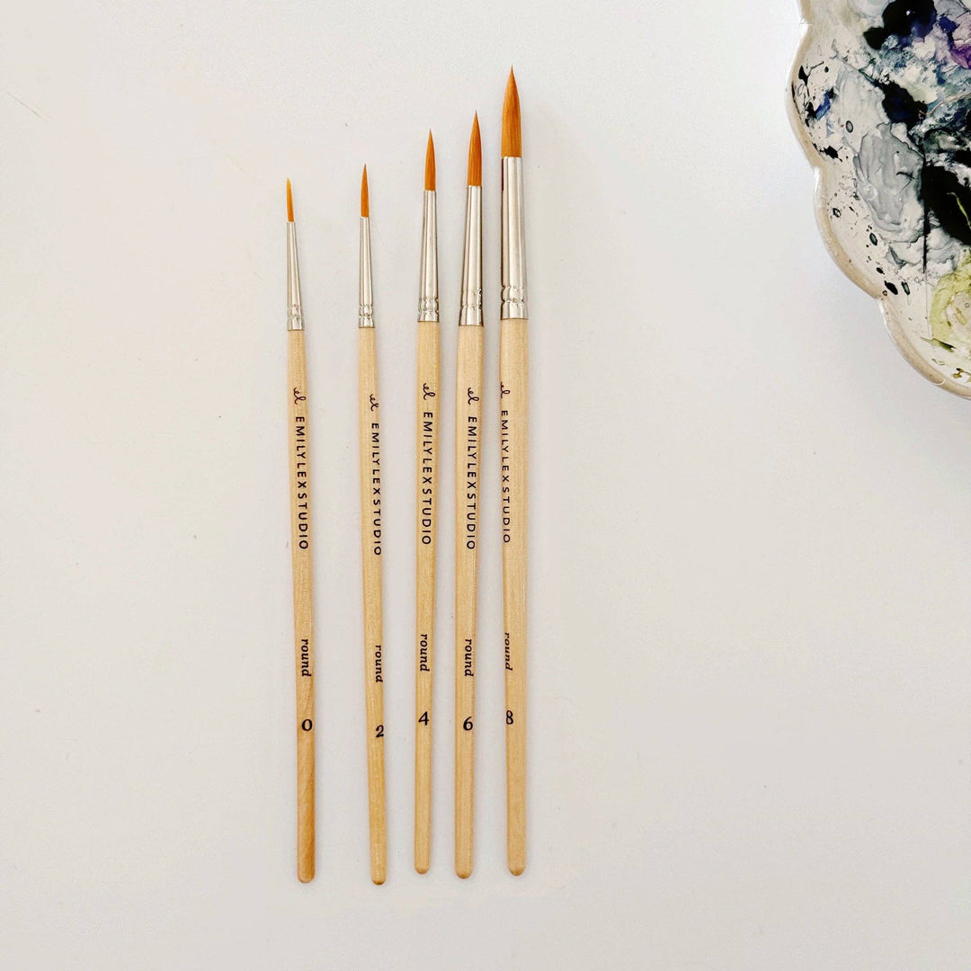 Watercolor Wood Paintbrushes, Set of 5