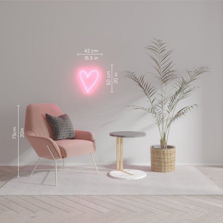 Illuminated LED wall art in the shape of a heart