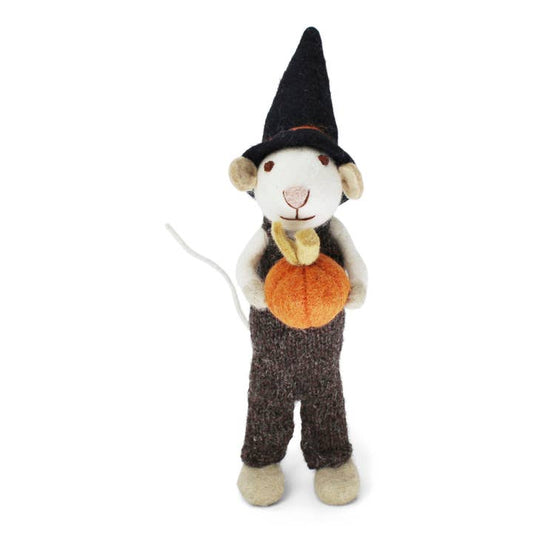 Felt Boy Mouse with Pumpkin, 2 sizes