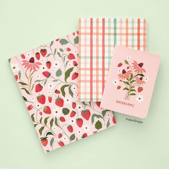 Strawberry Daydreams Stitched Notebooks, Set of 3