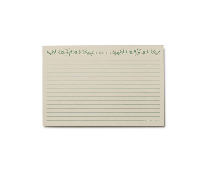 Back of recipe card with lines for writing directions.