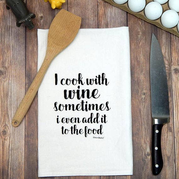 Cook With Wine Tea Towel