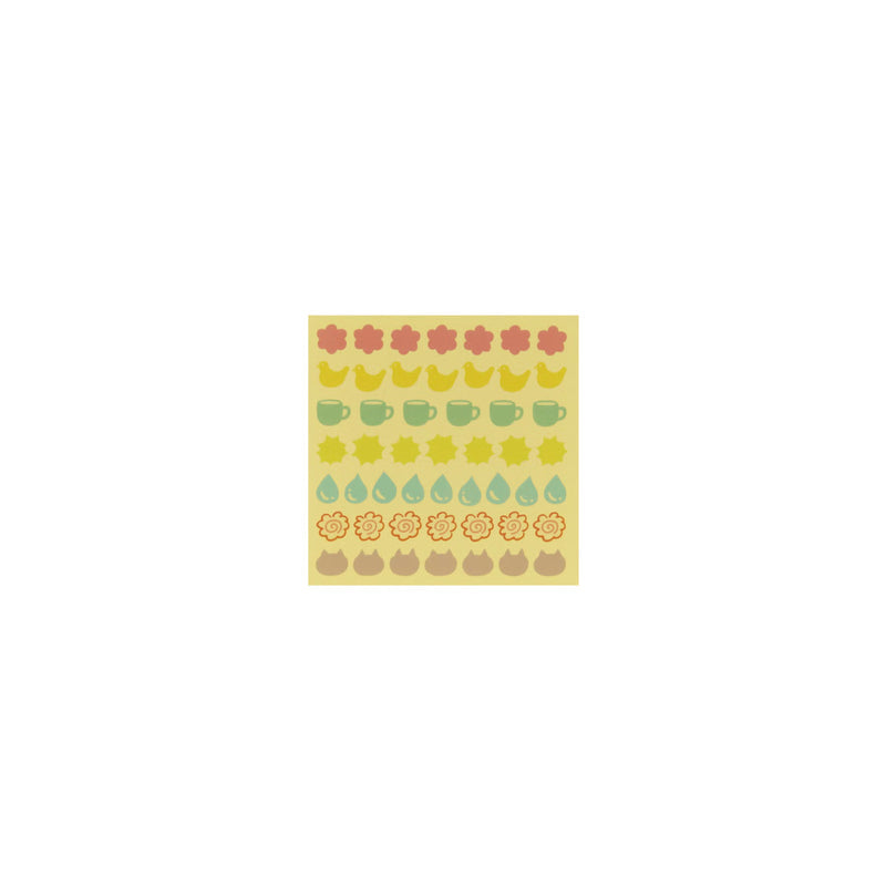 Page of 49 stickers in different shapes and colors to use for highlighting days on the calendar.