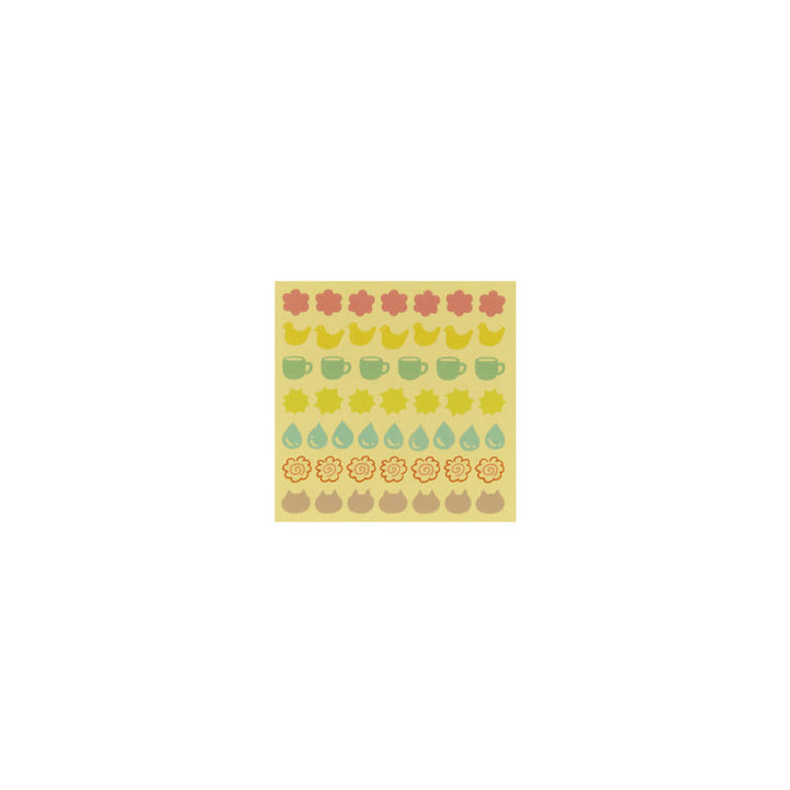 Page of 49 stickers in different shapes and colors to use for highlighting days on the calendar.