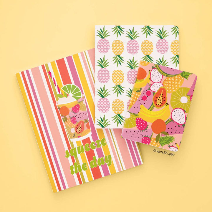 Squeeze The Day Stitched Notebooks, Set of 3