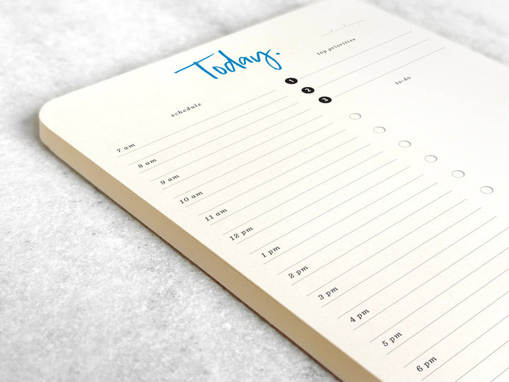 Close up of the planner focusing on the hourly segments.