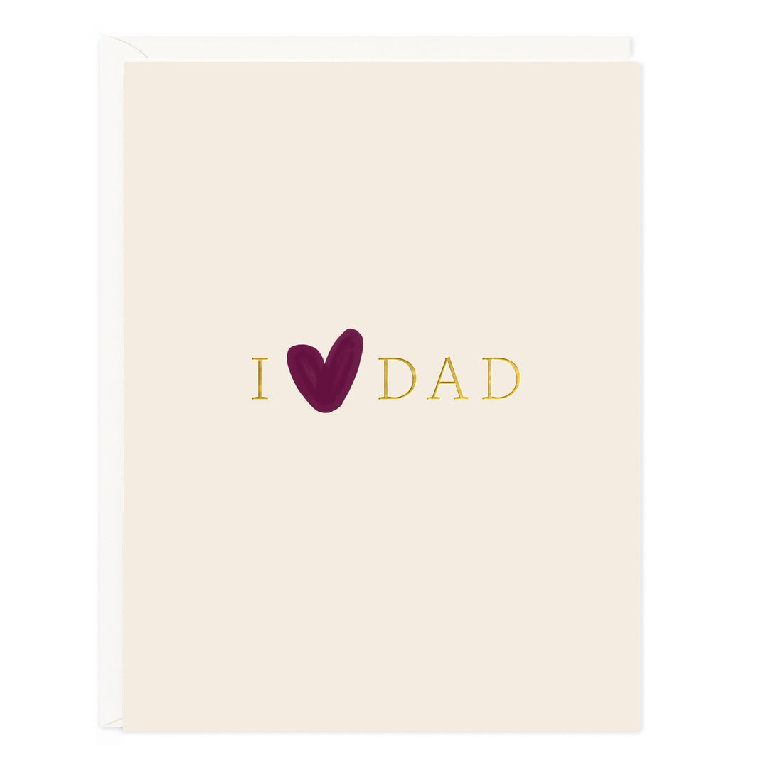 Front of car with 'I (heart) Dad' on an off-white background.
