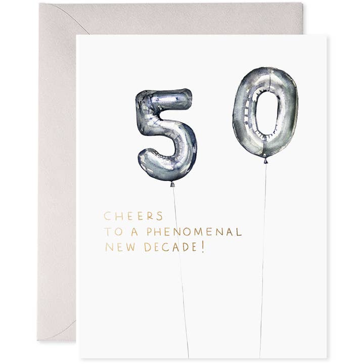 Helium 50 Birthday Card